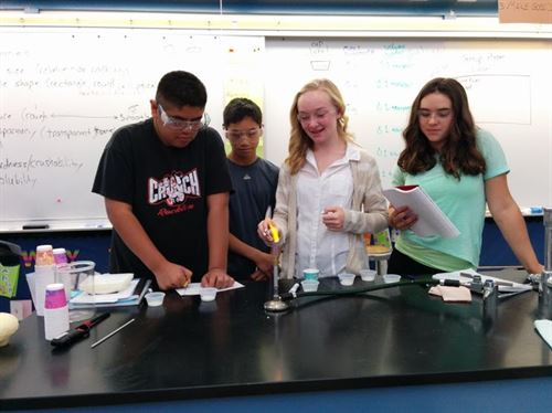 students working with Bunsen burner